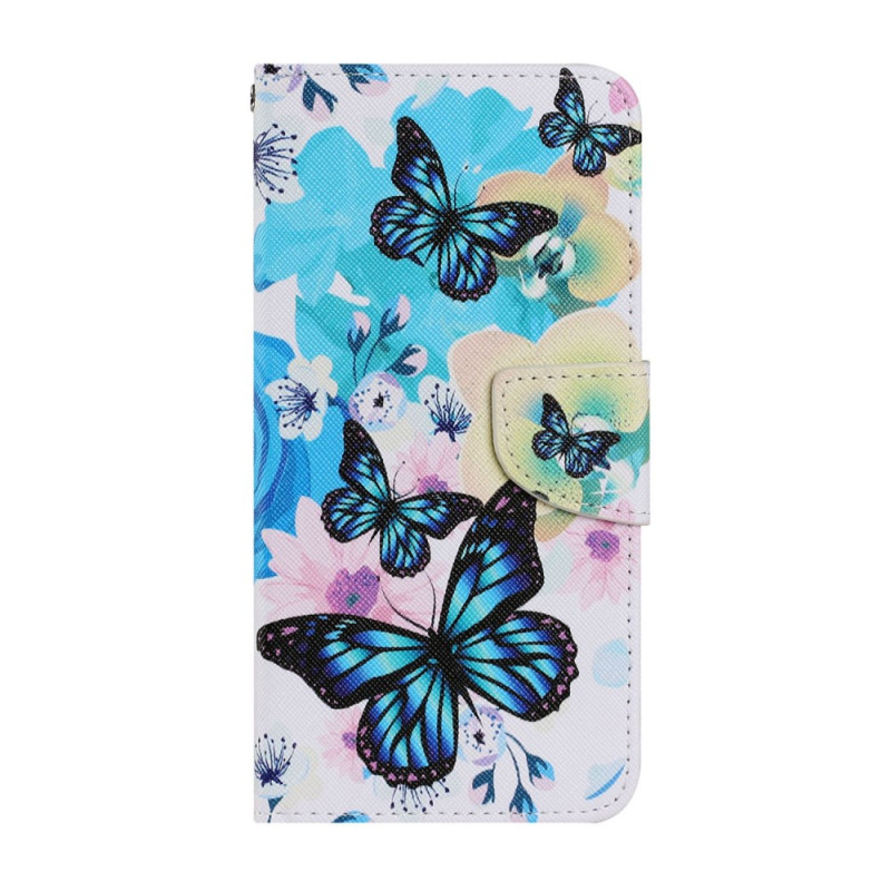 Hoesje voor iPhone 13 Pro Max Aquarel Blauwe Vlinders
