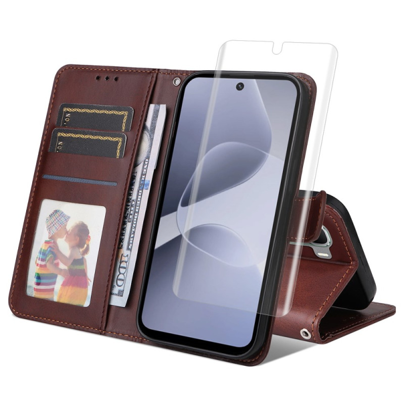 Infinix Hot 60 Pro 4G Kunstlederen Hoesje met Schermbeschermer