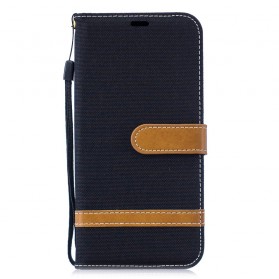 Huawei P30 Lite stof en leer Effect Strap Case