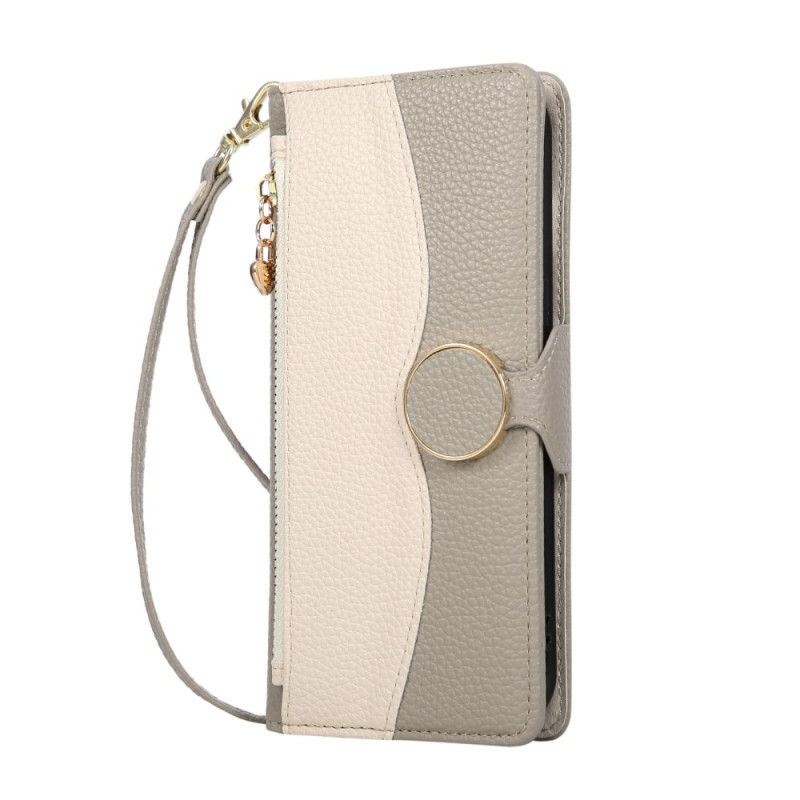 Honor Magic 8 Lite Tweekleurig Portemonnee Hoesje met Ritssluiting