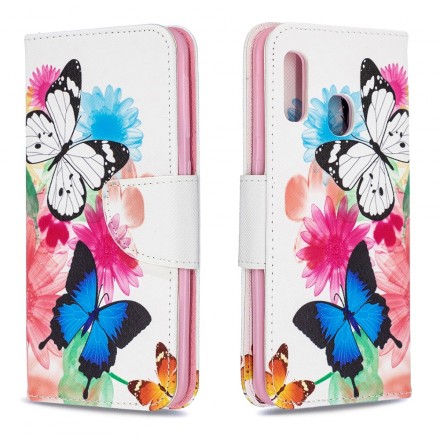 Samsung Galaxy A20e Hoesje Beschilderde Vlinders en Bloemen