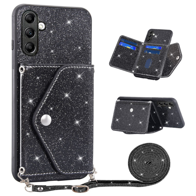 Coque Samsung Galaxy S26 Porte-Cartes Paillettes et Bandoulière