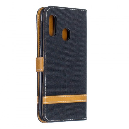 Samsung Galaxy A20e stof en leer effect case met riem