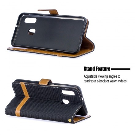 Samsung Galaxy A20e stof en leer effect case met riem