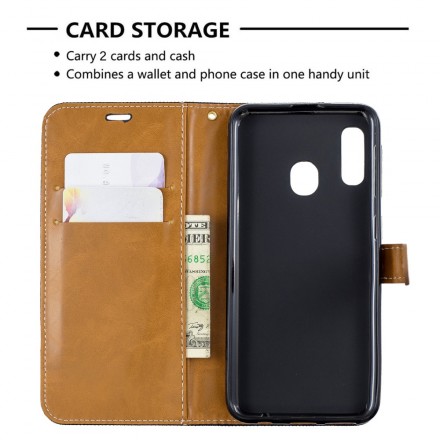 Samsung Galaxy A20e stof en leer effect case met riem