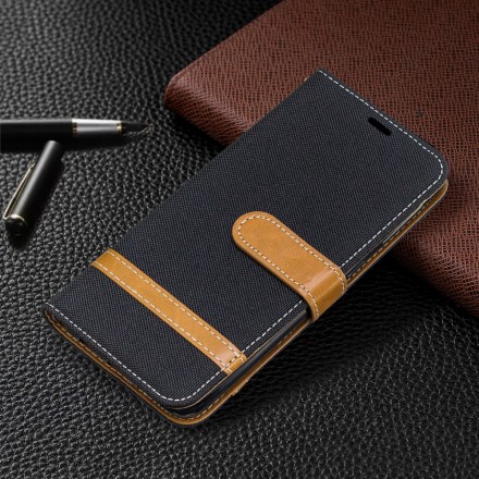 Samsung Galaxy A20e stof en leer effect case met riem