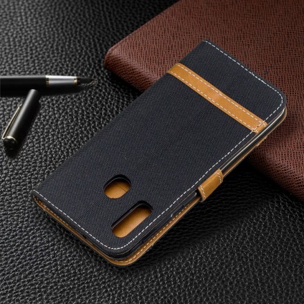Samsung Galaxy A20e stof en leer effect case met riem