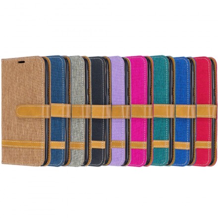 Samsung Galaxy A20e stof en leer effect case met riem