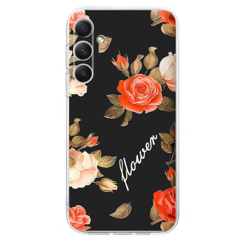Coque Galaxy A37 5G Fleurs  sur Fond Noir Antichoc