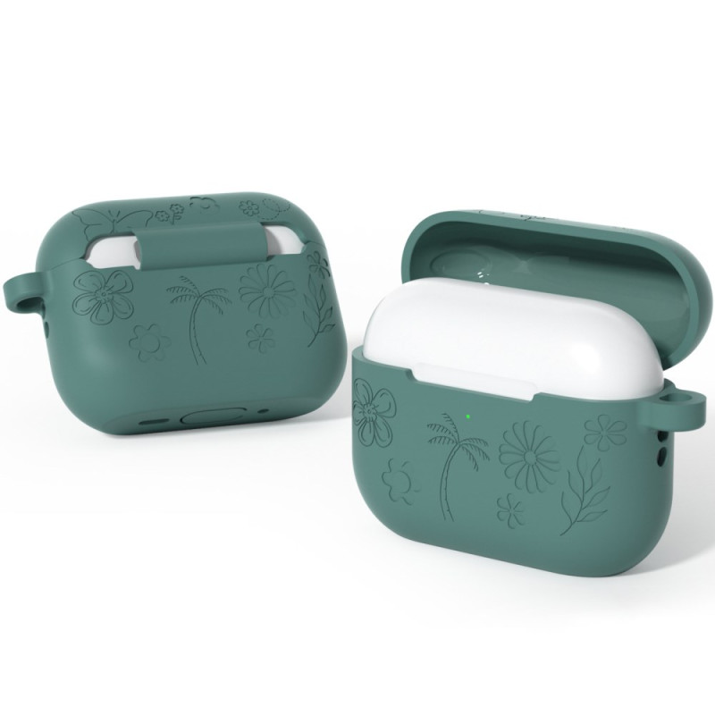 AirPods Pro 3 Cover Bloemenpatroon en Karabijnhaak