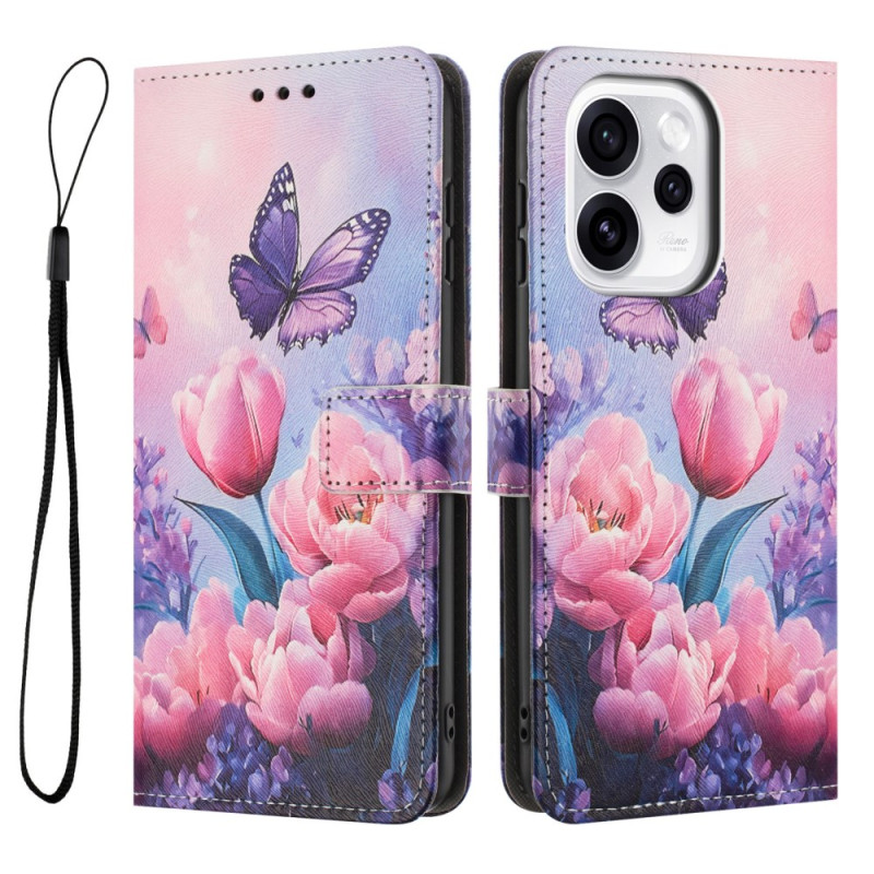 Hoesje Oppo Reno 15 F 5G Vlinder en Roze Bloemen