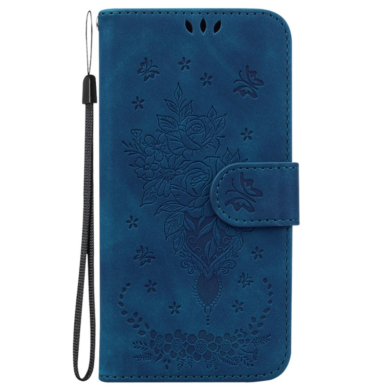 Honor X8 5G Hoesje Vlinders en Rozen patroon