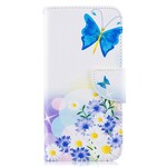 Samsung Galaxy A10 Hoesje Beschilderde Vlinders en Bloemen