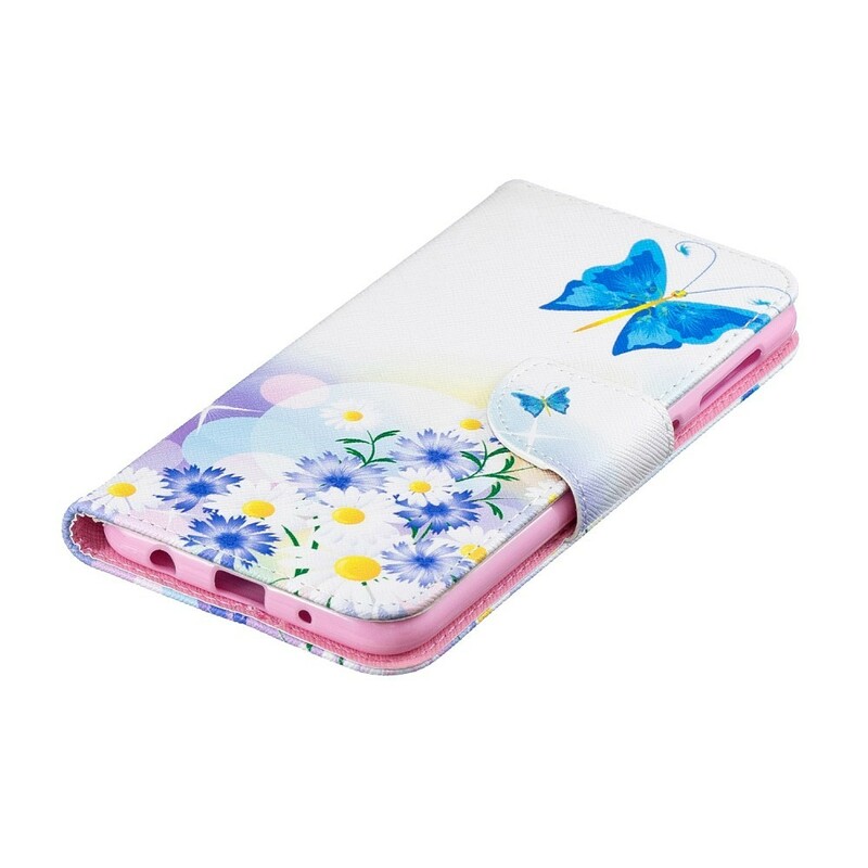 Samsung Galaxy A10 Hoesje Beschilderde Vlinders en Bloemen
