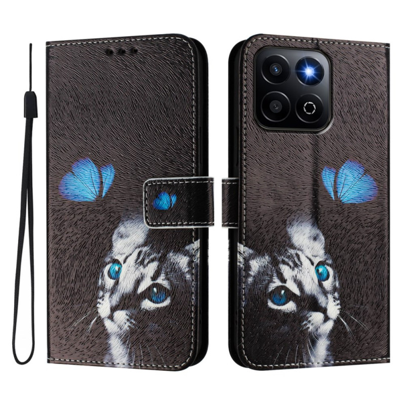 Honor X7c 5G / 4G / 200 Smart 5G Blauw Vlinder Case met Kat