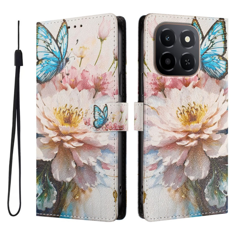 Honor X6c 4G / X5b / X5b Plus hoesje met bloemen en vlinder