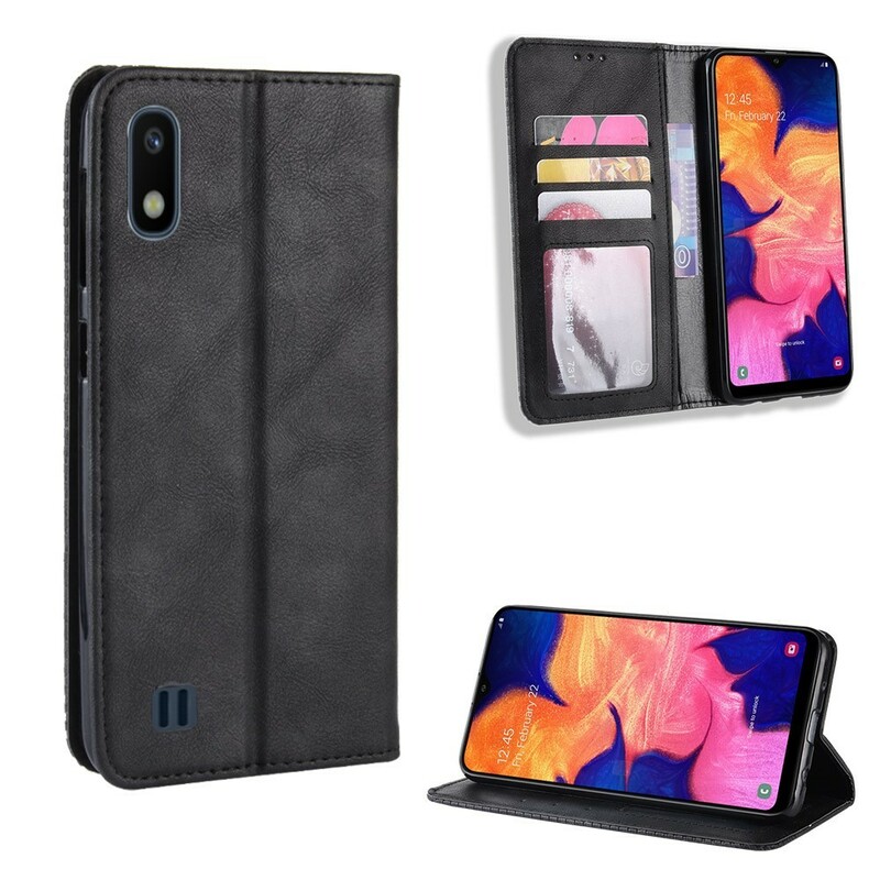Flip Cover iSamsung Galaxy A10 leer effect Vintage Styling