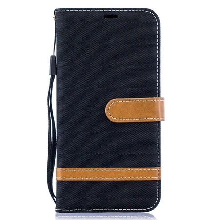 Samsung Galaxy A10 stof en leer effect case met riem