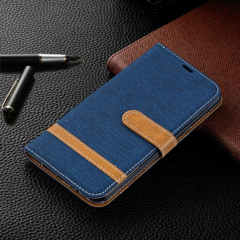 Samsung Galaxy A10 stof en leer effect case met riem