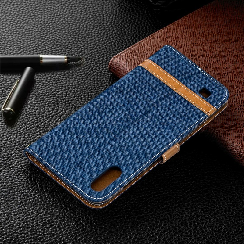 Samsung Galaxy A10 stof en leer effect case met riem