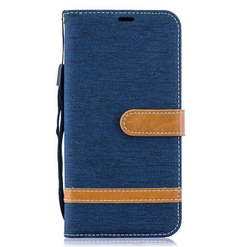 Samsung Galaxy A10 stof en leer effect case met riem