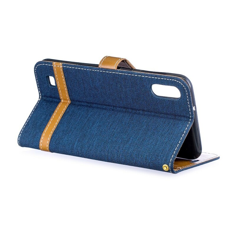 Samsung Galaxy A10 stof en leer effect case met riem