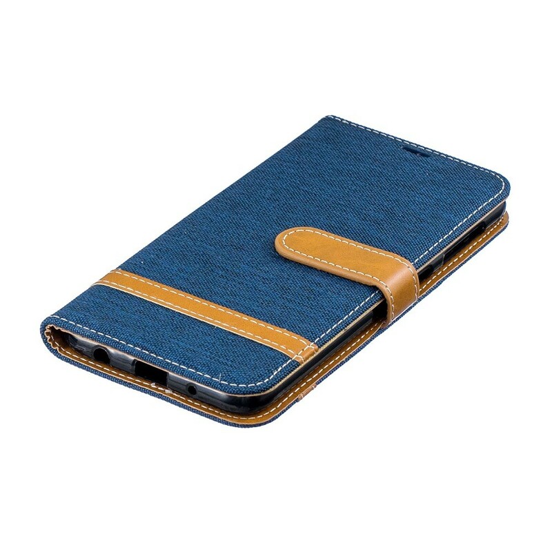 Samsung Galaxy A10 stof en leer effect case met riem