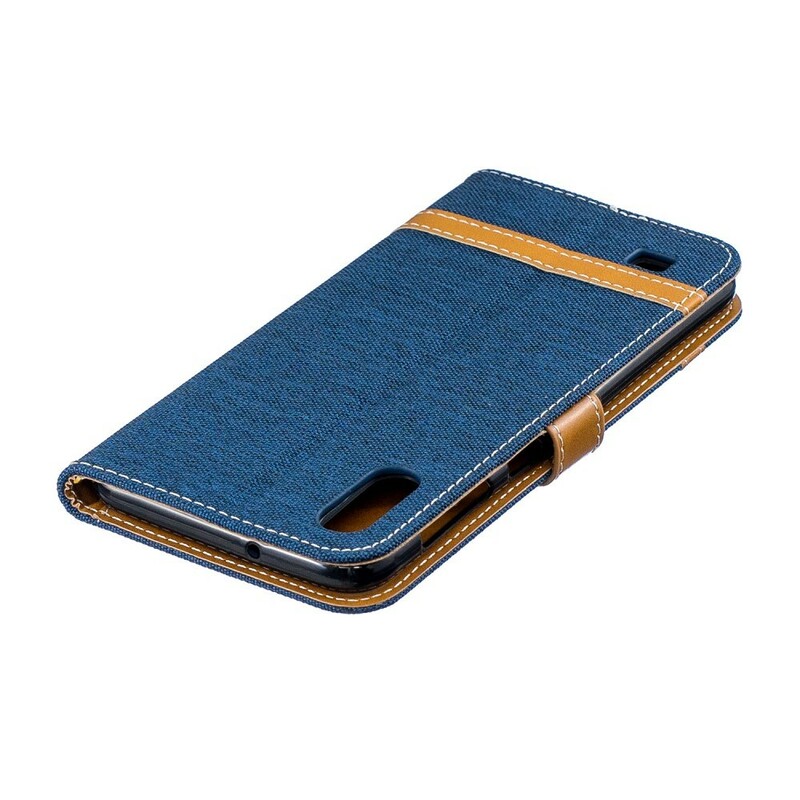 Samsung Galaxy A10 stof en leer effect case met riem