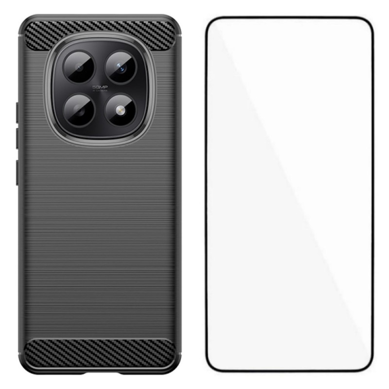 Xiaomi Redmi Note 15 Pro 4G Geborsteld Koolstofvezel Hoesje met Screen Protector