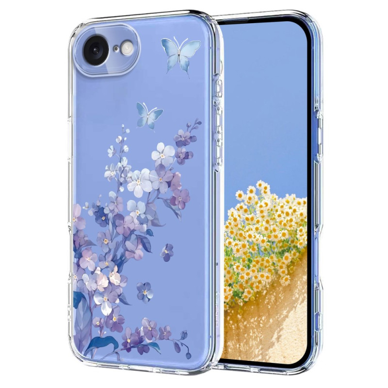 Transparant vlinders en bloemen iPhone 17E / 16E hoesje