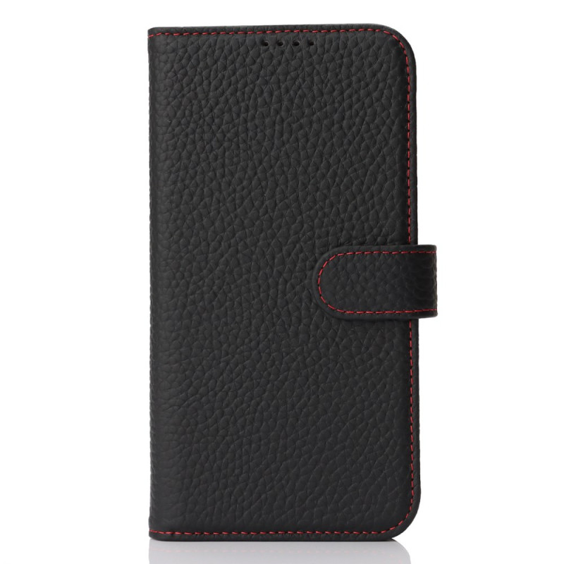 Beschermhoes voor iPhone 17E / 16E lychee textuur echt leer (RFID-bescherming)