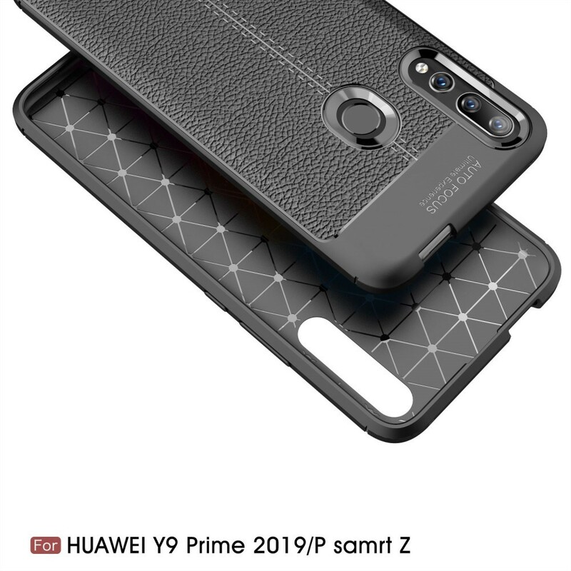 Huawei P Smart Z Lederen Hoesje Litchi Dubbele Lijn