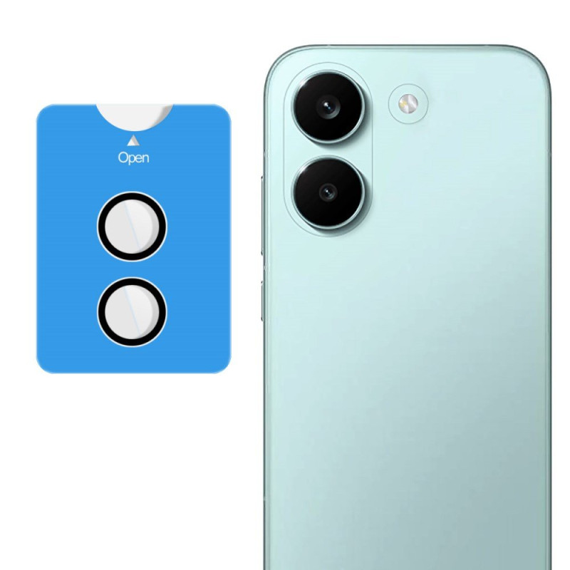 Poco X8 Pro 5G gehard glas beschermende lens zelf-positionering frame (zwarte cirkels)