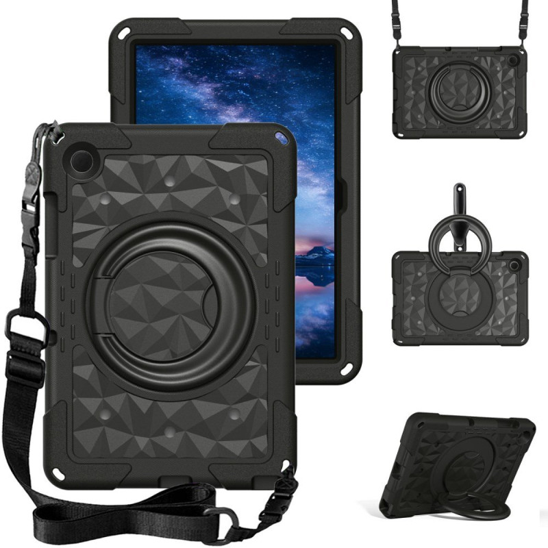 Samsung Galaxy Tab A11 / A9 Hoesje Geometrisch Patroon Handvat, Kruk en Schouderriem