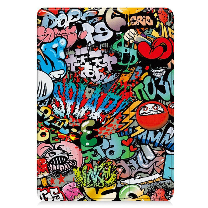 Slimme Samsung Galaxy Tab A11 Plus / A9 Plus Stylus Hoesje Graffiti patroon