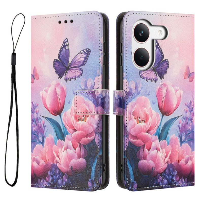 Cover Poco X8 Pro 5G Vlinders en roze bloemen