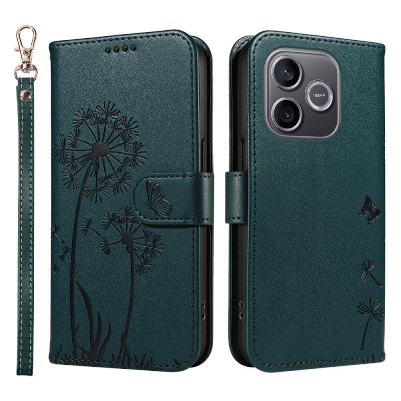 Honor 600 Lite hoesje met paardenbloempatroon en riem