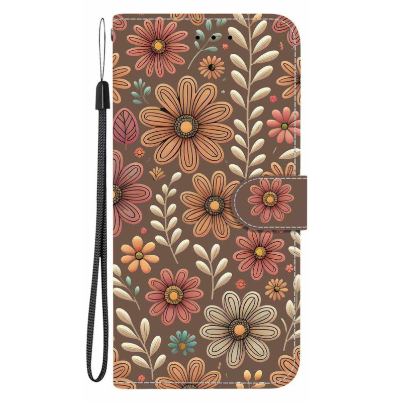 Etui Oppo A6 5G / A6X 5G / 4G Bruin Bloemen