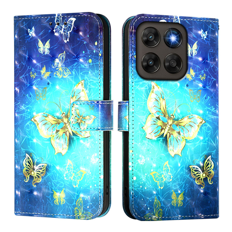 Moto G77 / G67 Goud Vlinder Etui