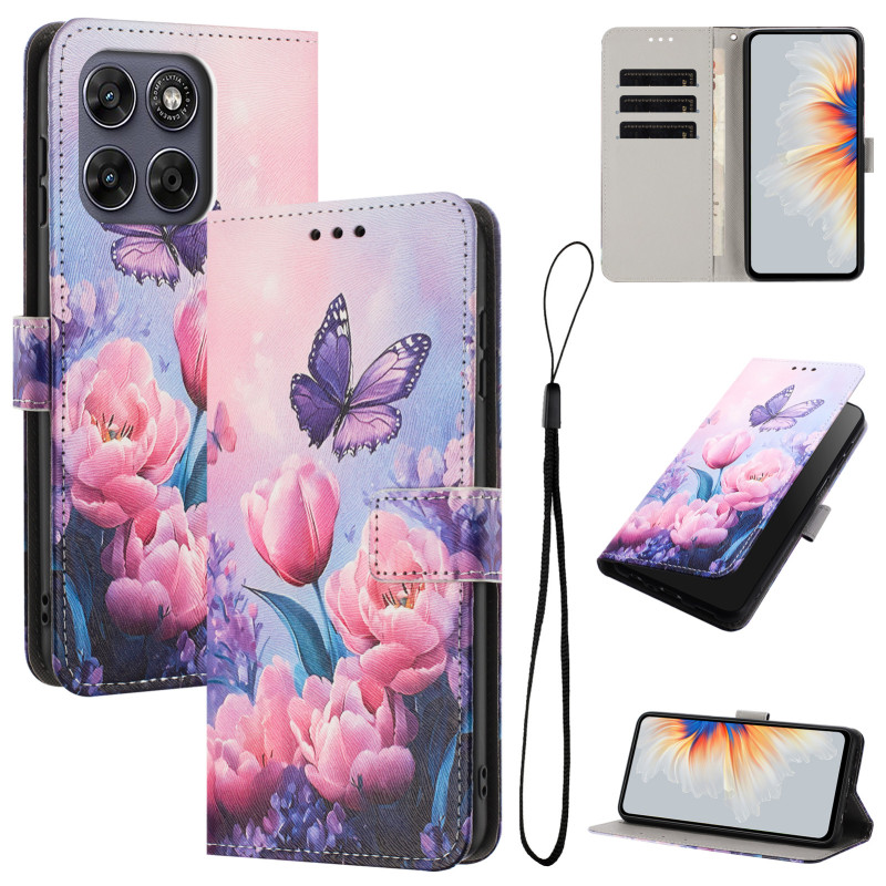Moto G77 / G67 Hoesje Roze Tulpen