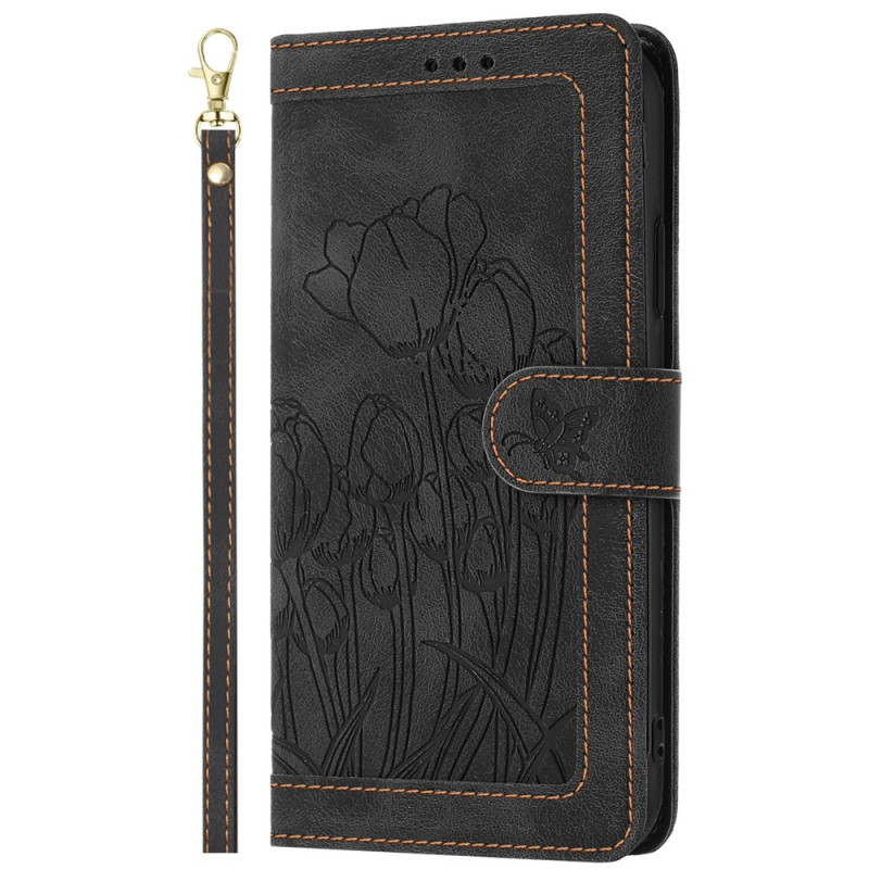 Moto Cover G77 / G67 Bloemen Suède Effect