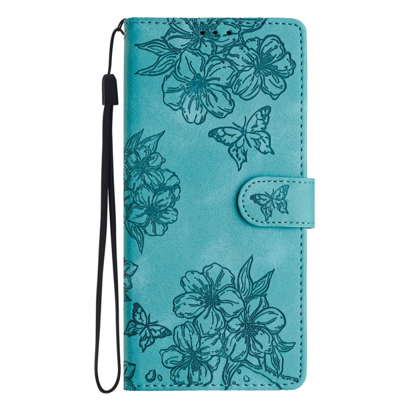 Honor 600 Suede Effect Etui Bloemen en Vlinders