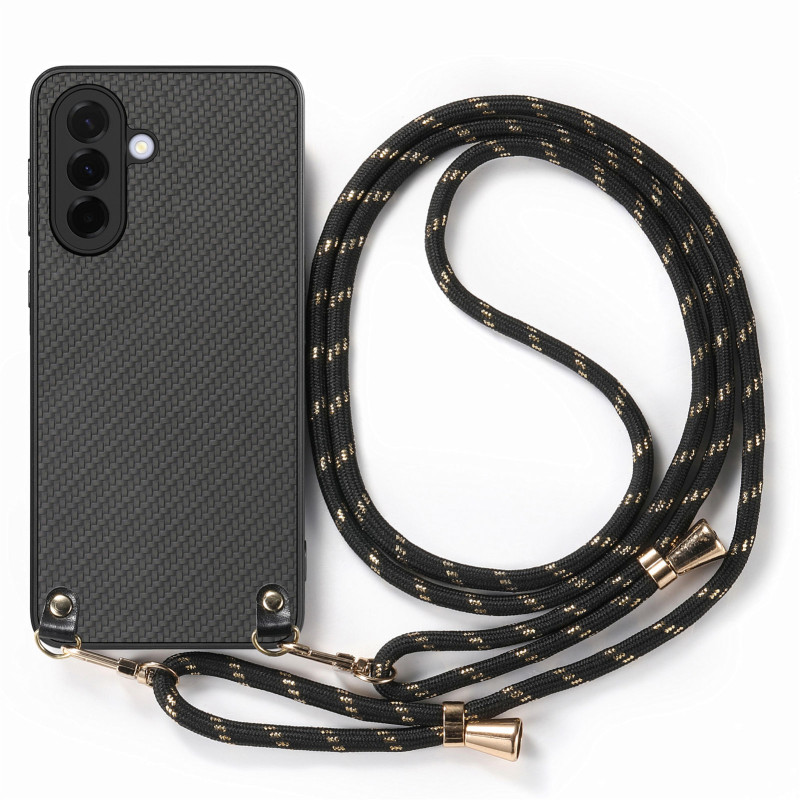 Samsung Galaxy A27 5G Trekkoord hoesje Koolstofvezel ontwerp