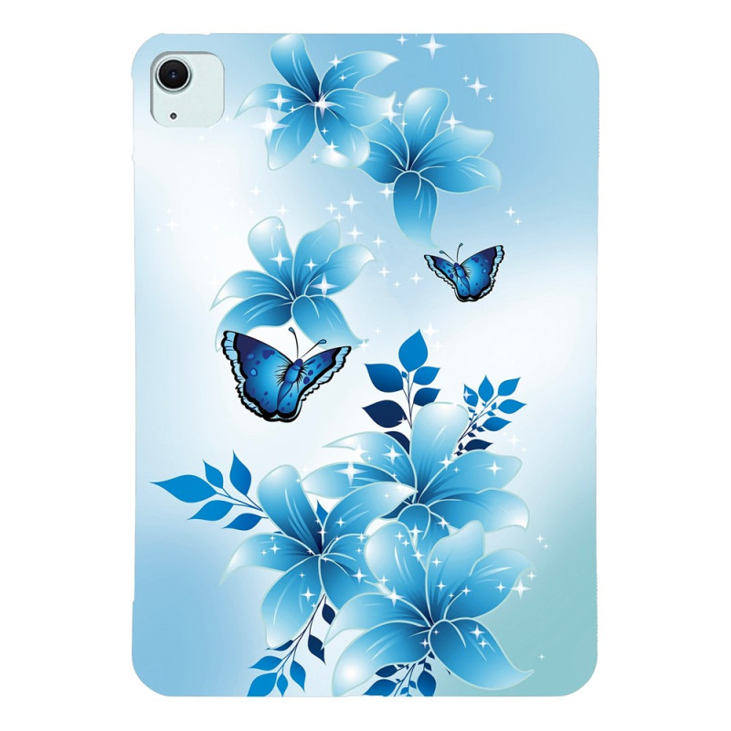 iPad Cover Air 13 (2026) 2025) (2024) / Pro 12.9 Blauw Vlinders en Bloemen