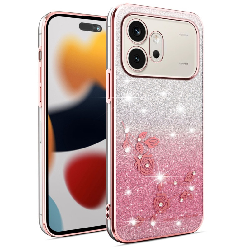 Honor 600 Bloem en Bergkristal Etui KADEM