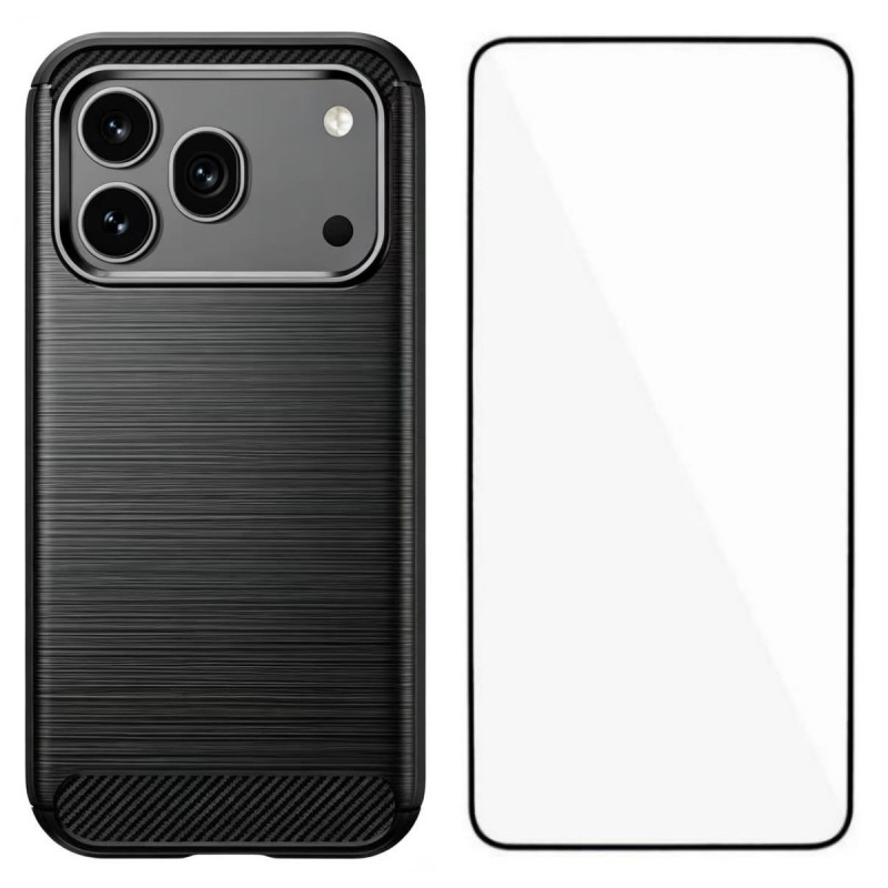 Honor 600 Pro Geborsteld Koolstofvezel Hoesje met Screen Protector
