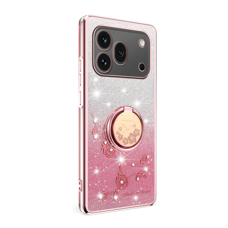 Honor 600 Pro Behuizing Strass en Bloemen KADEM Ring Stand