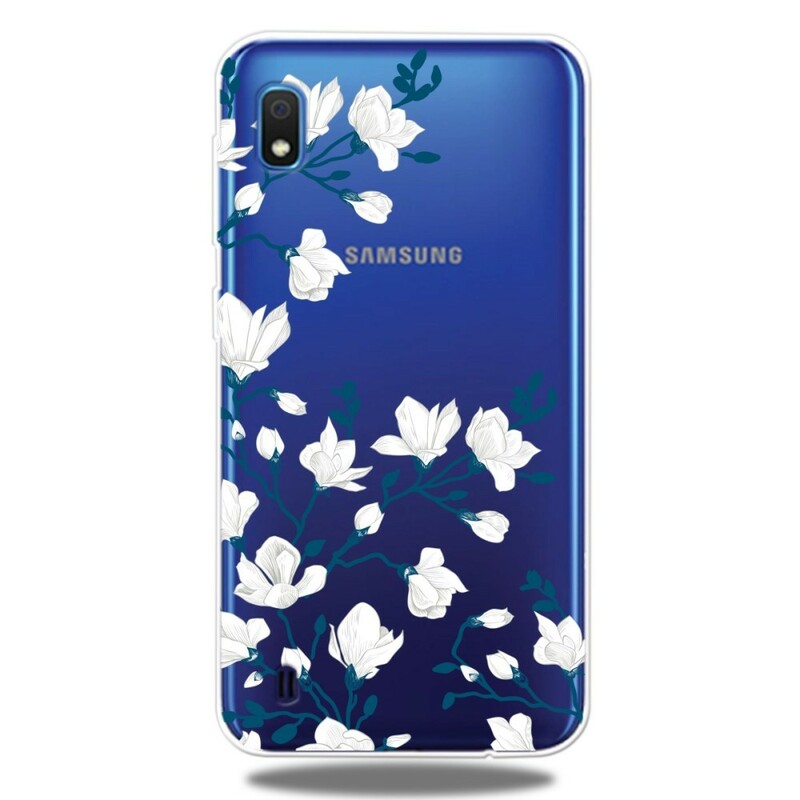 Samsung Galaxy A10 Hoesje Wit Bloemen