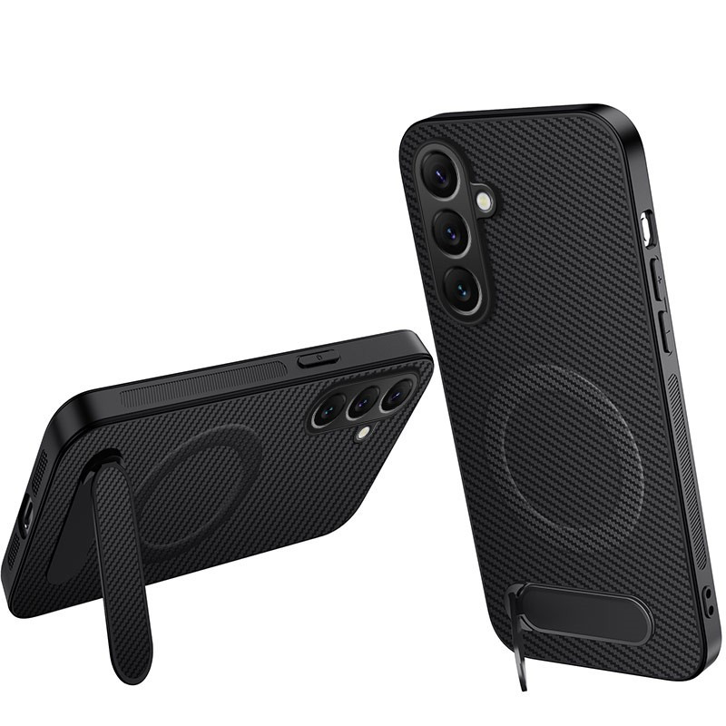 Samsung Galaxy A17 4G / 5G / A26 5G Koolstofvezel hoesje met standaard