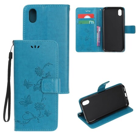 Hoesje Huawei Y5 2019 Vlinders en bloemen met riem